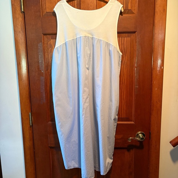 The Vermont Country Store Cotton Sleeveless Nightgown White and Light Blue XL - Picture 2 of 7